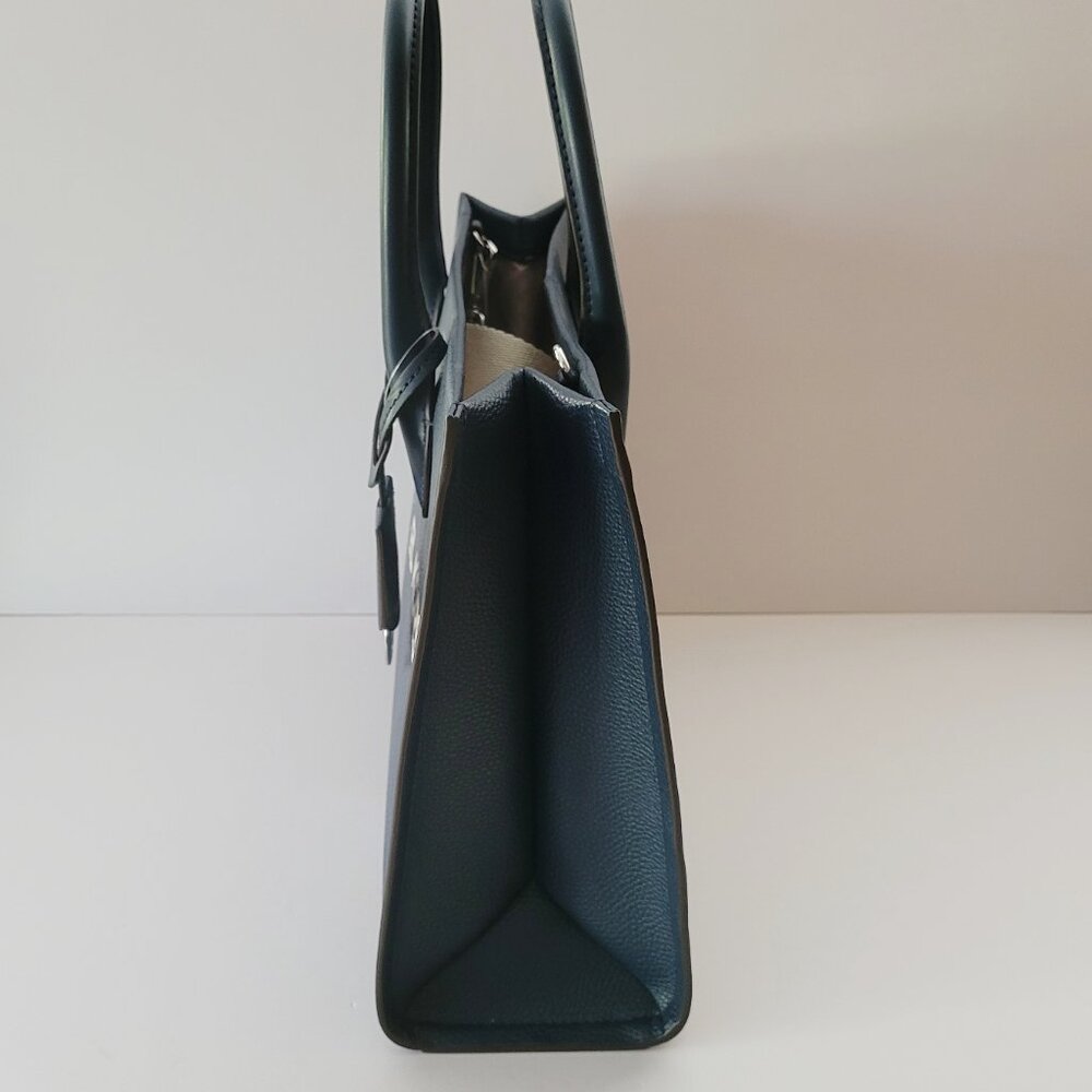 Michael Kors Navy Blue Tote with White Accents - Picture 3 of 7